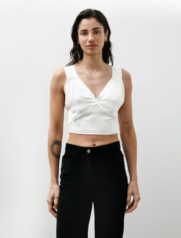 Cropped Satin Camisole Off White made by SHOP NEIGHBOR