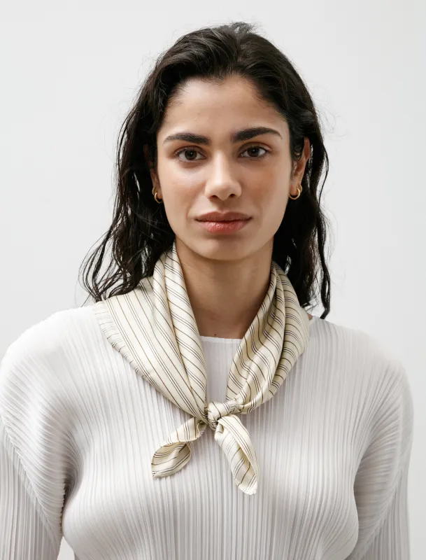 Striped Silk Scarf Beige/Brown made by SHOP NEIGHBOR
