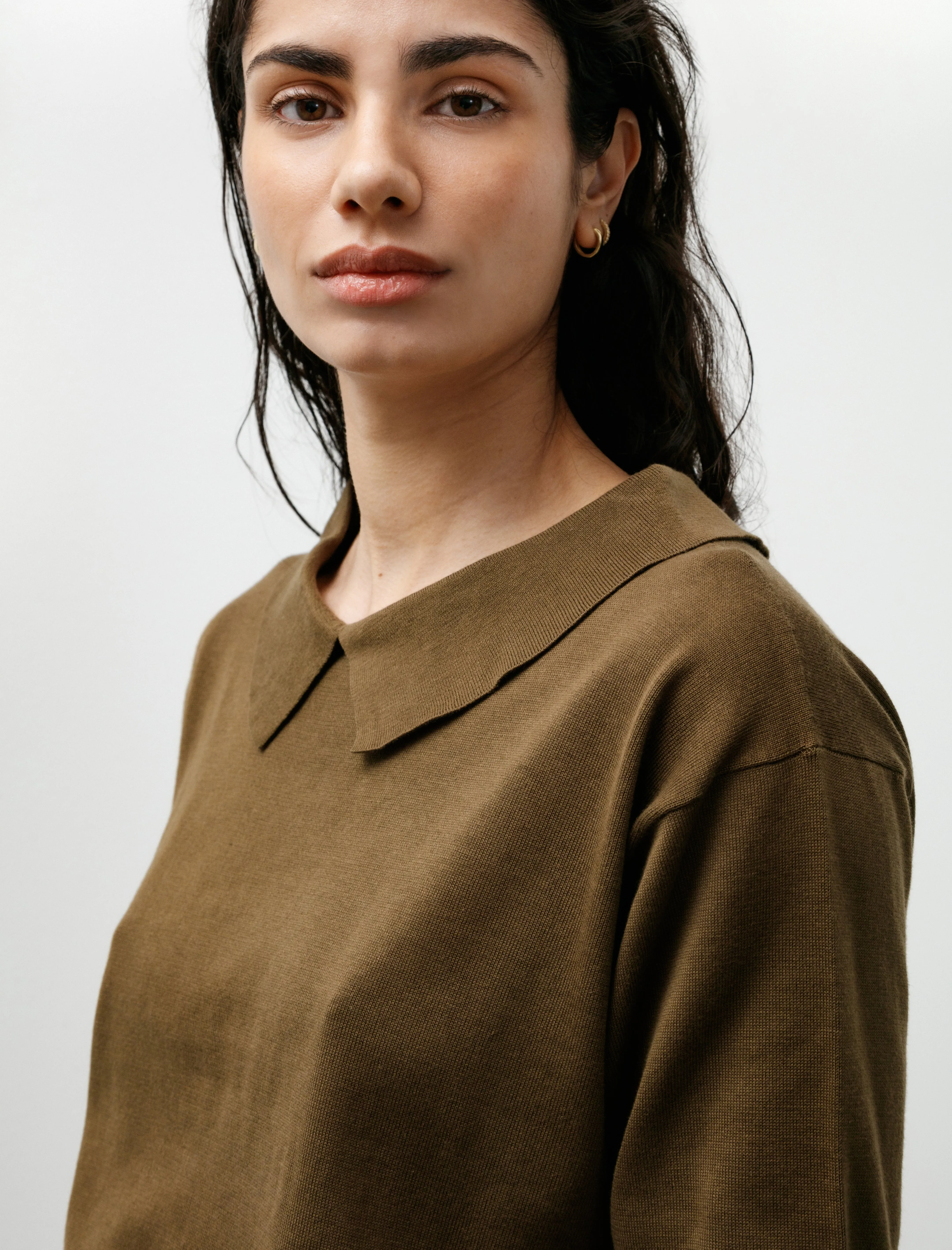 Collared T-Shirt Fine Cotton Linen Olive sold by SHOP NEIGHBOR product image thumbnail 2