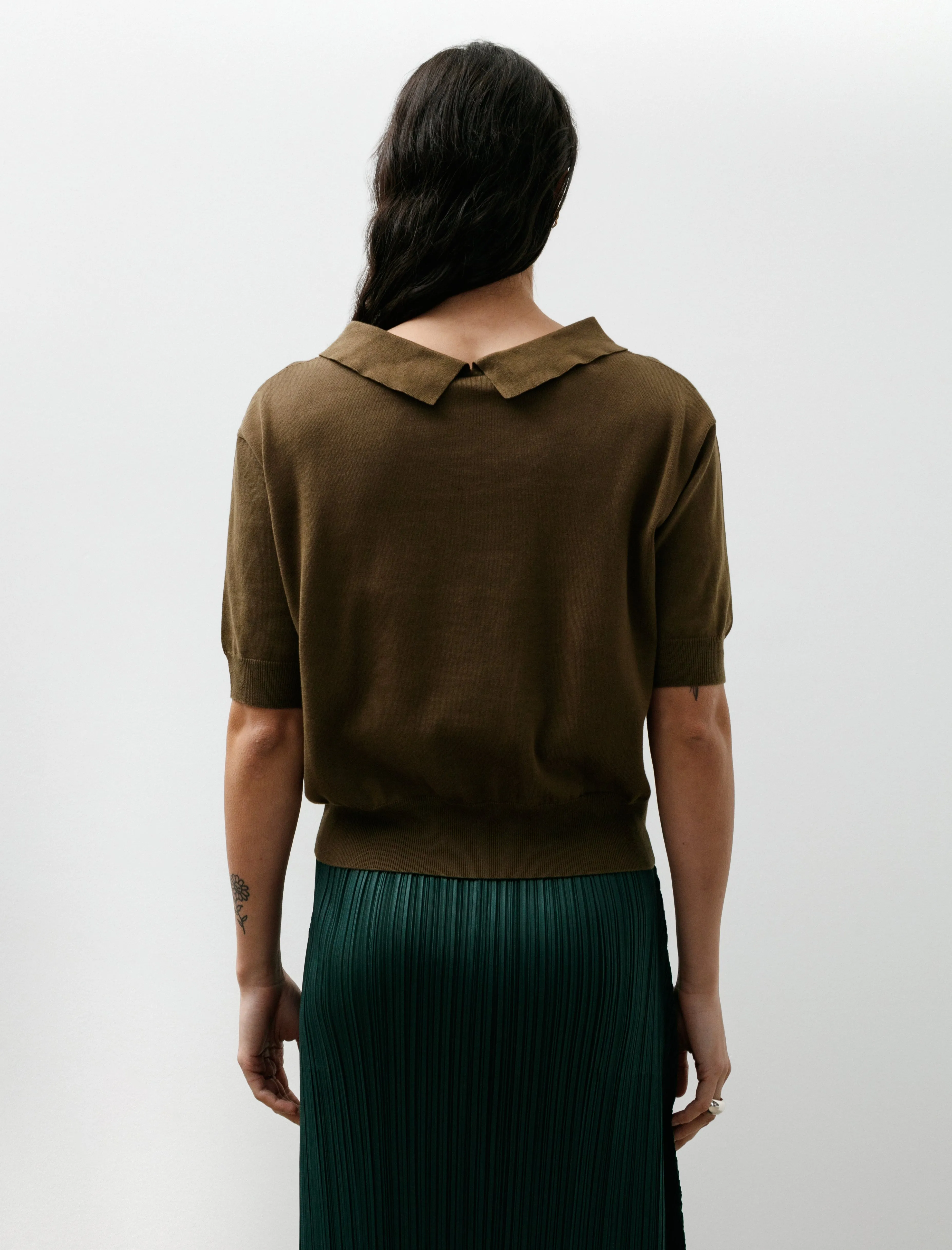 Collared T-Shirt Fine Cotton Linen Olive sold by SHOP NEIGHBOR product image thumbnail 4