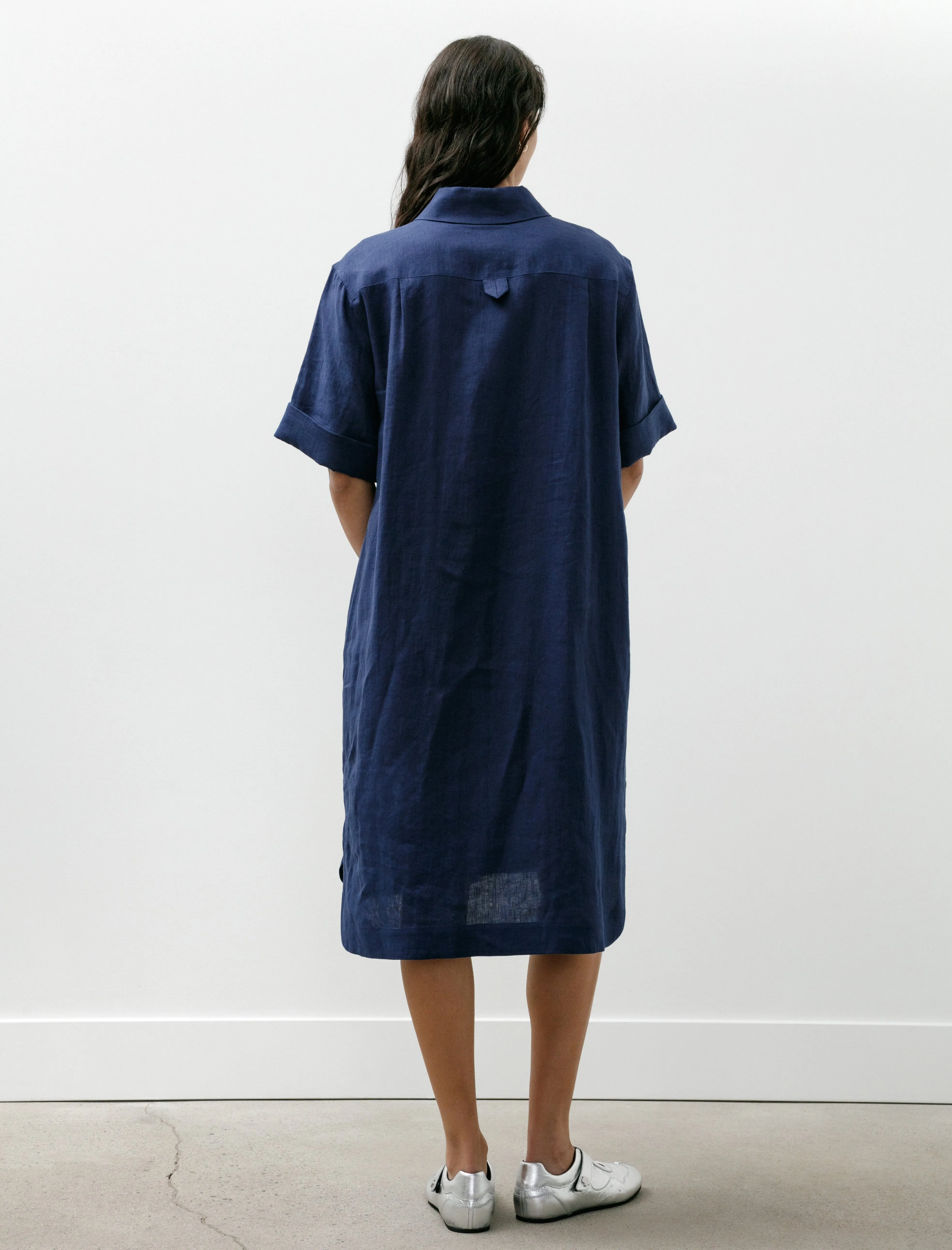 Short Sleeve Shirt Dress Shirting Linen Deep Blue sold by SHOP NEIGHBOR product image thumbnail 4