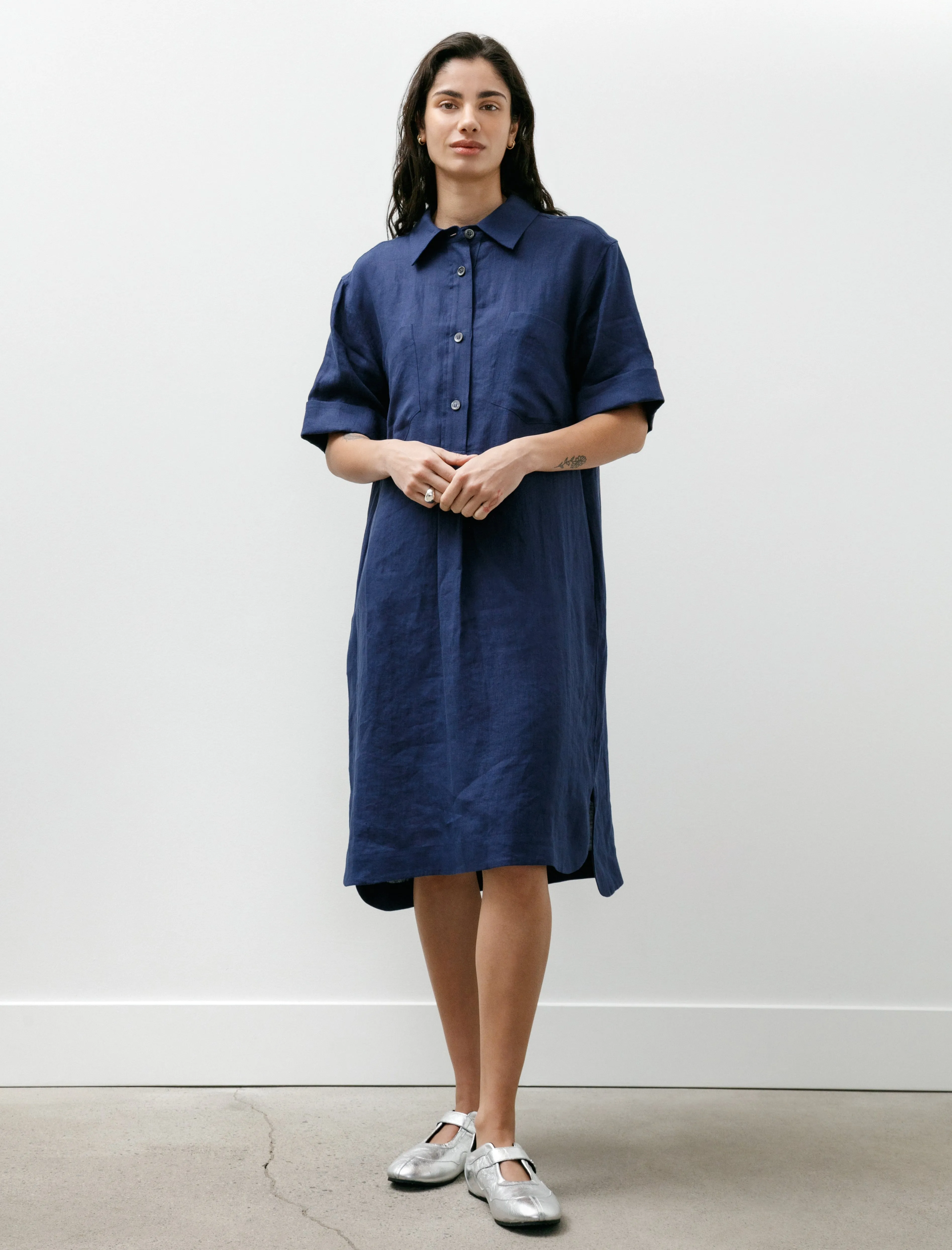 Short Sleeve Shirt Dress Shirting Linen Deep Blue sold by SHOP NEIGHBOR
