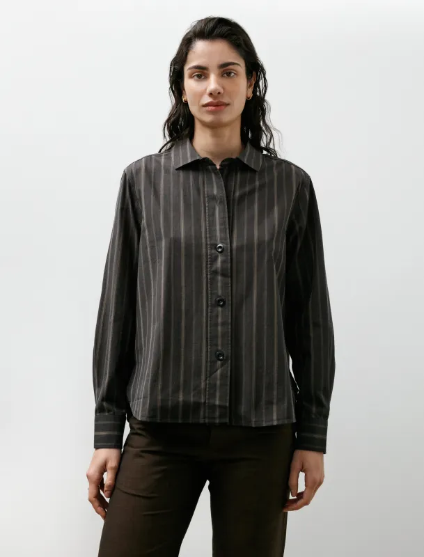 MHL Simple Shirt Bold Stripe Cotton Off Black/Khaki made by SHOP NEIGHBOR