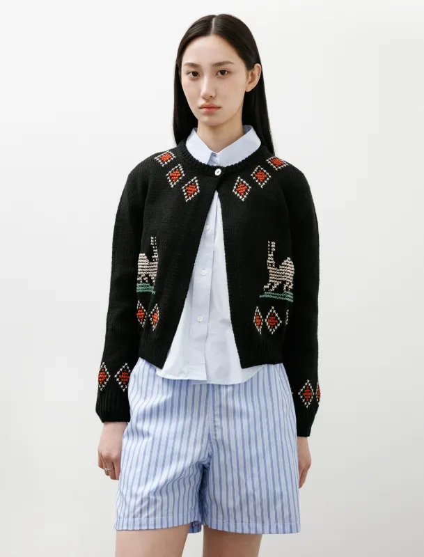 Bunny Cardigan Black made by Bode Womens