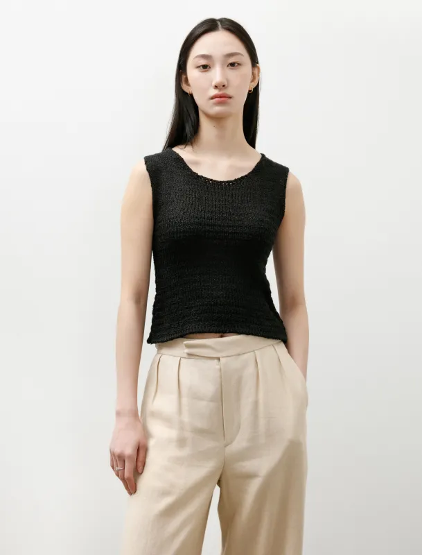 Silk Sleeveless Knit Top Black made by SHOP NEIGHBOR