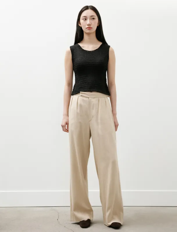 Rayon Linen Tucked Pants Beige made by SHOP NEIGHBOR