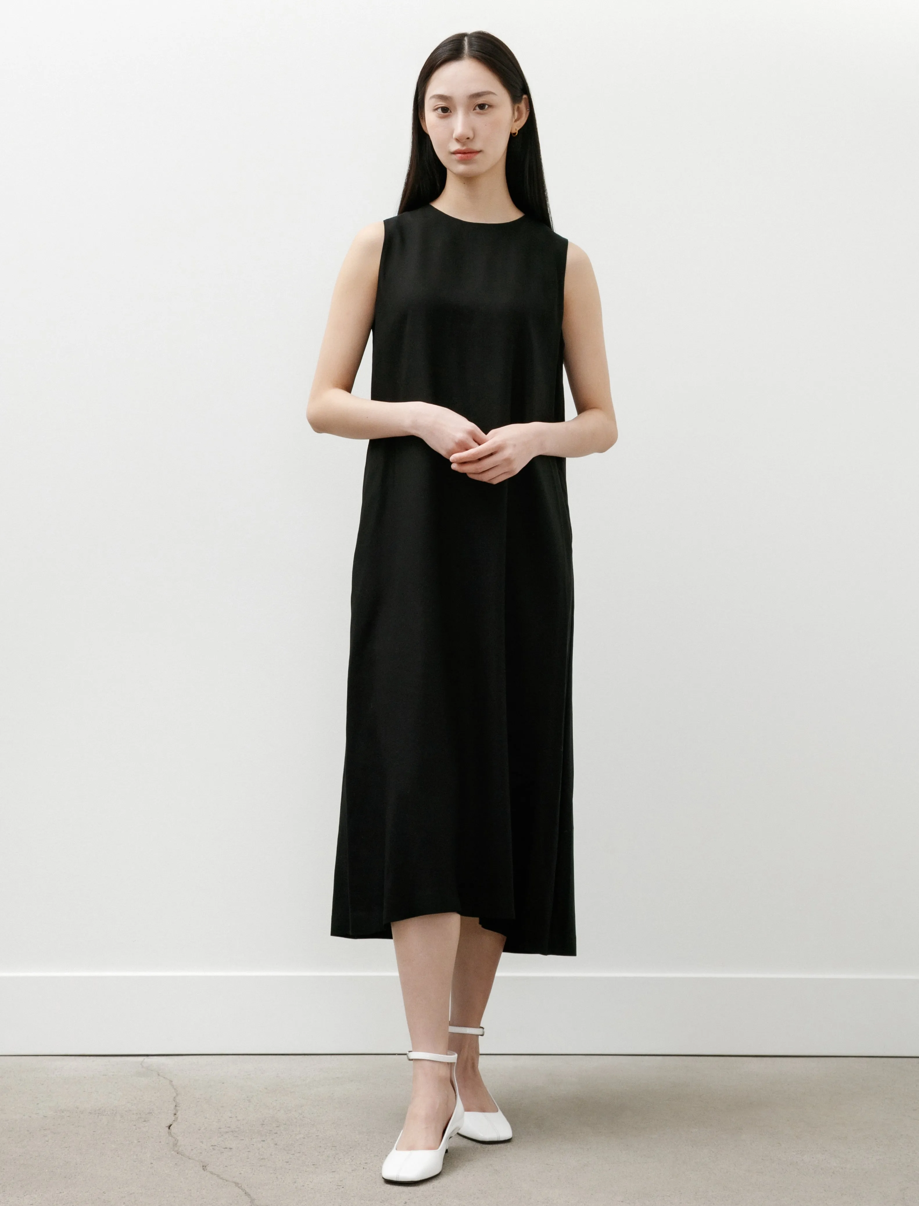 Viscose Cupro Back Satin Sleeveless Dress Black sold by SHOP NEIGHBOR