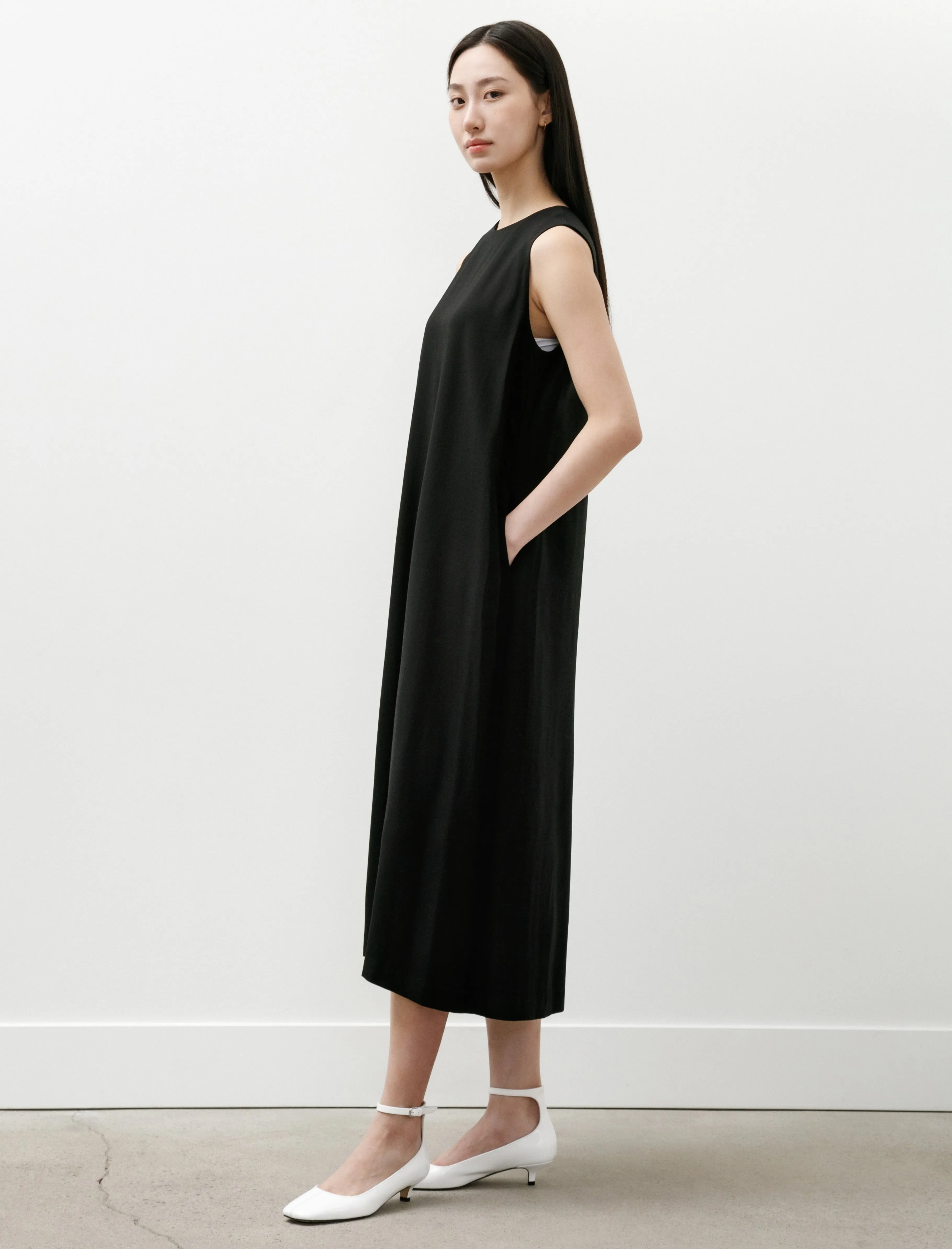 Viscose Cupro Back Satin Sleeveless Dress Black sold by SHOP NEIGHBOR product image thumbnail 2
