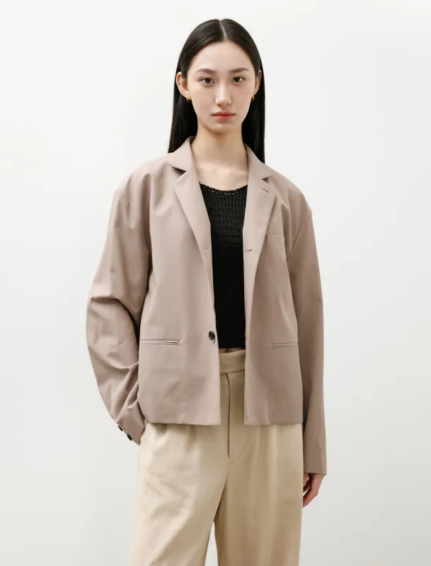 Brushed Cotton Gabardine Stand Collar Jacket Taupe made by SHOP NEIGHBOR