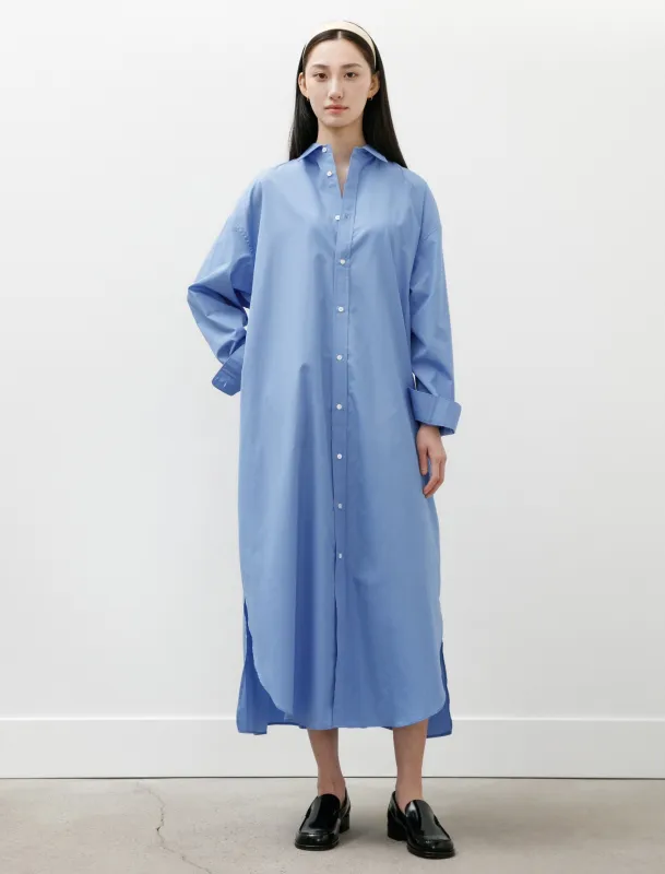 High Count Broad Oversized Regular Collar Shirt Dress Blue made by SHOP NEIGHBOR