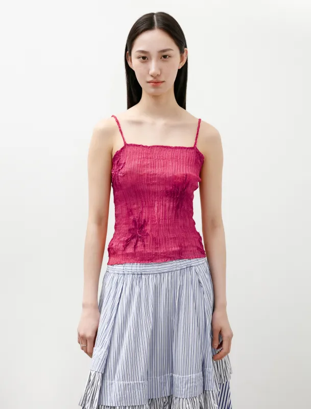 Plissé Sheer Silk Appliqué Top Fuchsia made by SHOP NEIGHBOR