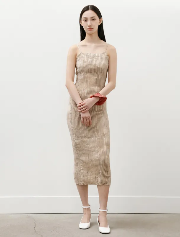 Plissé Silk Tube Long Dress Stone made by SHOP NEIGHBOR