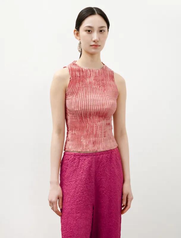 Plissé Silk Tank Top Coral Pink made by SHOP NEIGHBOR