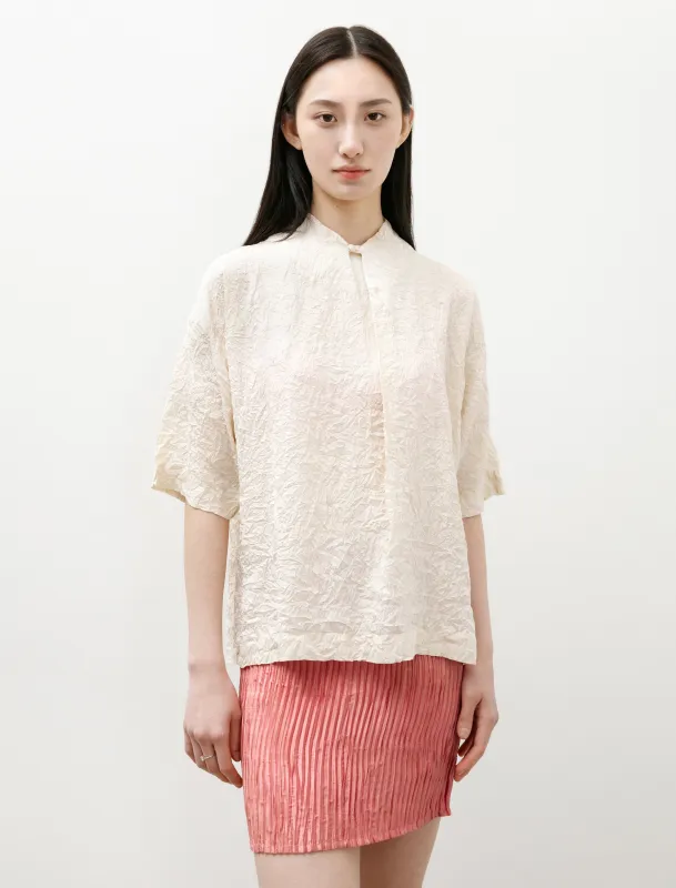 Crumpled Matte Silk Shirt Off-White made by SHOP NEIGHBOR