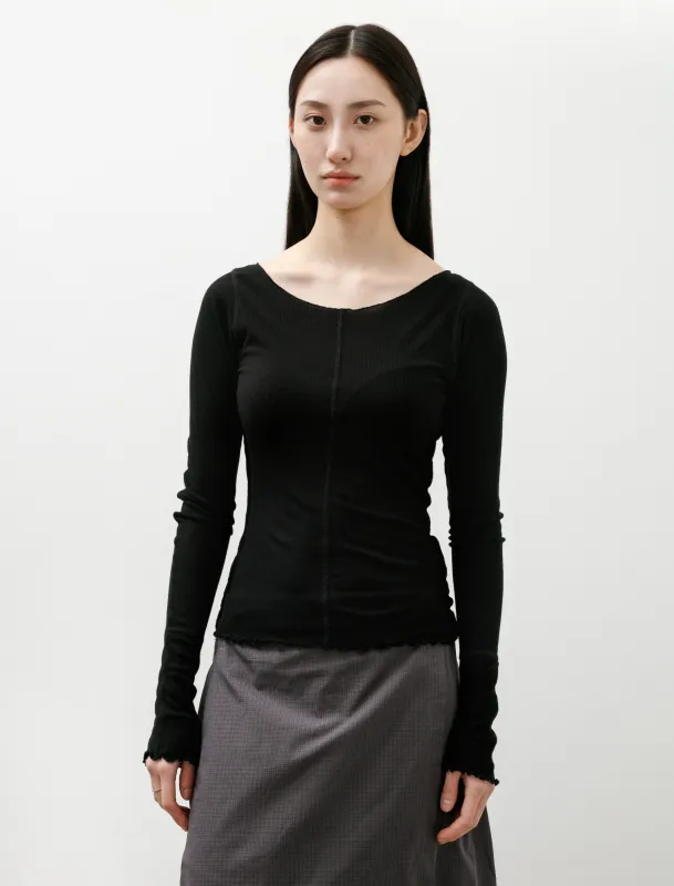 LS Flatlock Tee Black Rib made by SHOP NEIGHBOR