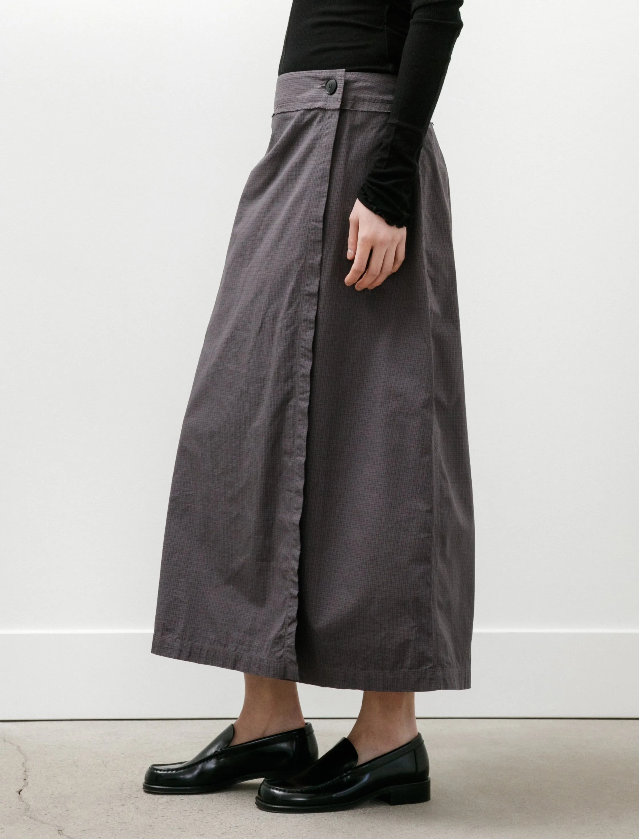 Classic Wrap Skirt Mushroom Micro Check Poplin sold by SHOP NEIGHBOR product image thumbnail 4