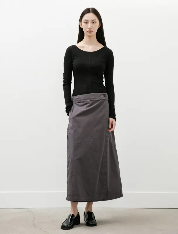 Classic Wrap Skirt Mushroom Micro Check Poplin made by SHOP NEIGHBOR
