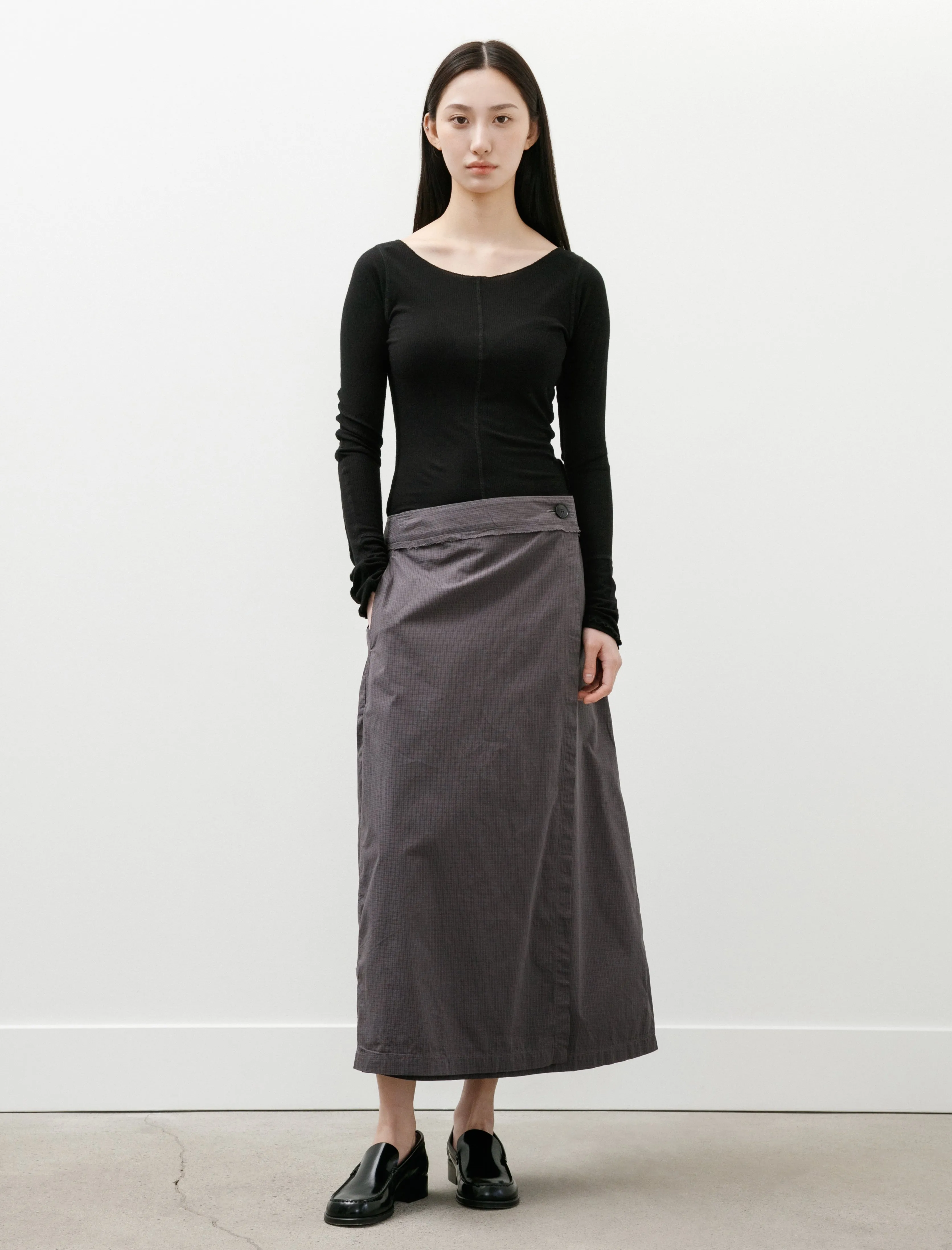 Classic Wrap Skirt Mushroom Micro Check Poplin sold by SHOP NEIGHBOR