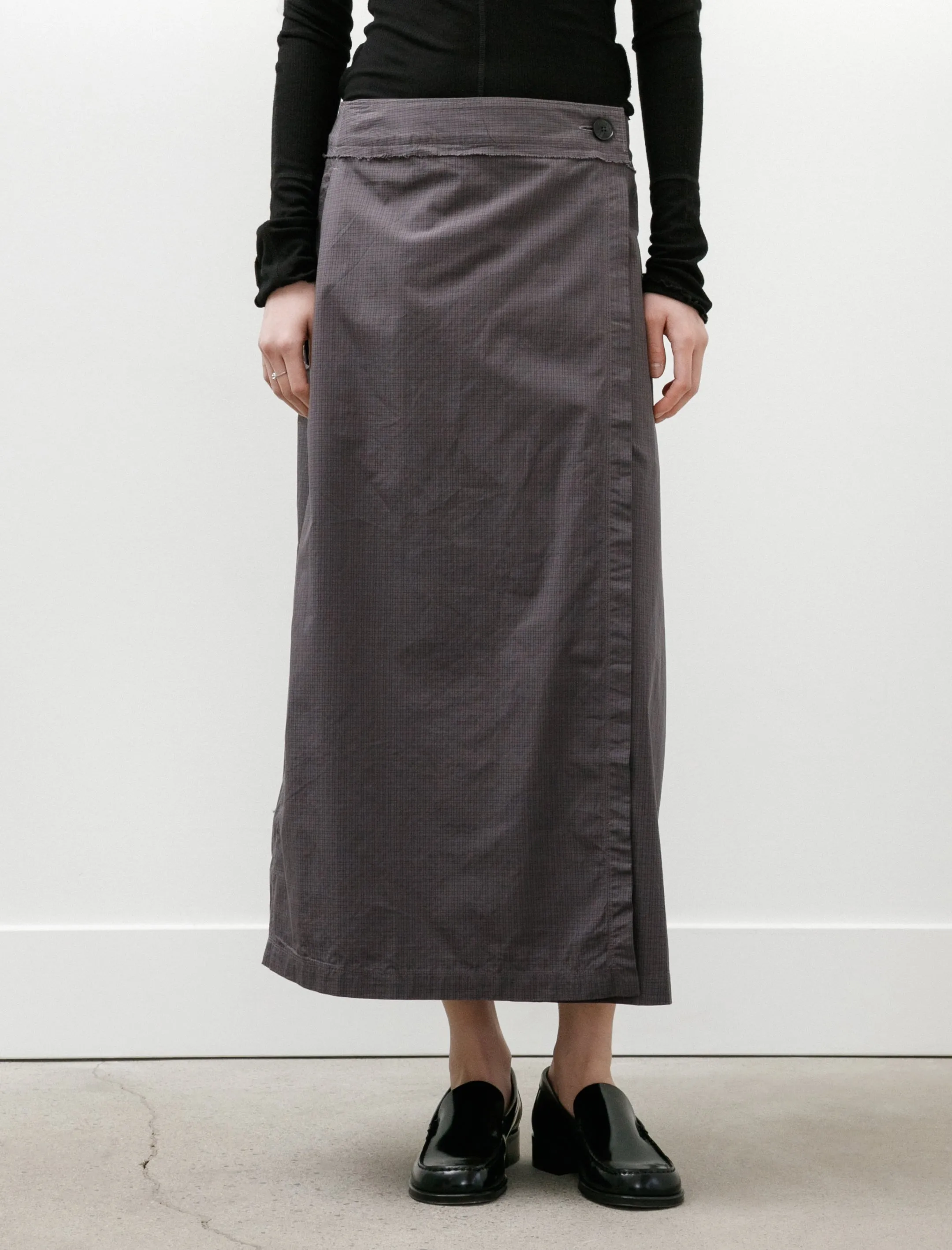 Classic Wrap Skirt Mushroom Micro Check Poplin sold by SHOP NEIGHBOR product image thumbnail 2