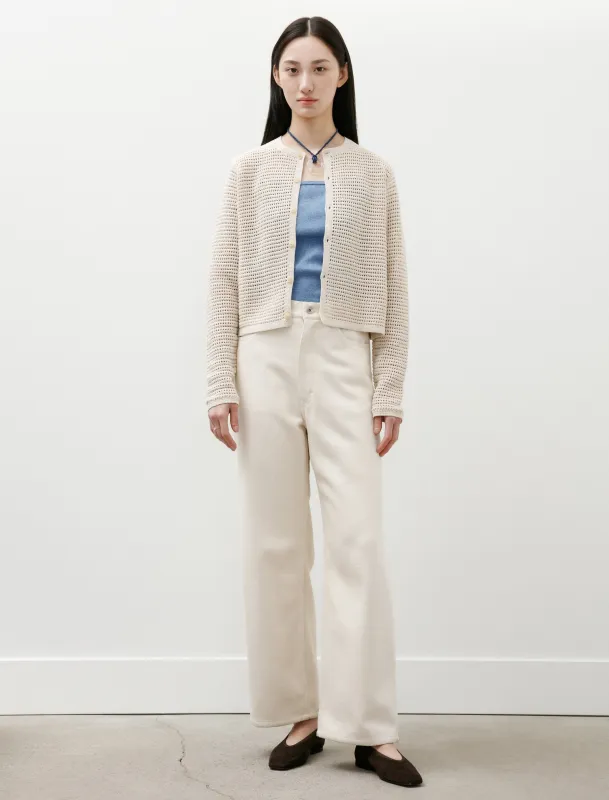 Silk Nep Denim 5P Wide Pants Ivory made by SHOP NEIGHBOR