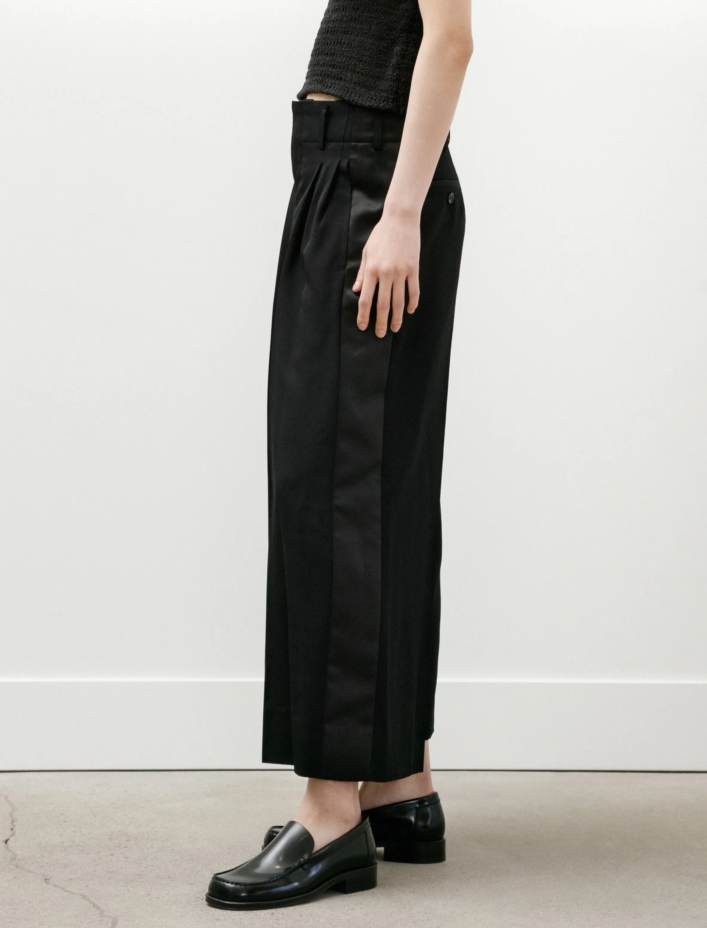 Satin Stripe Wide Leg Pants Black sold by SHOP NEIGHBOR product image thumbnail 5