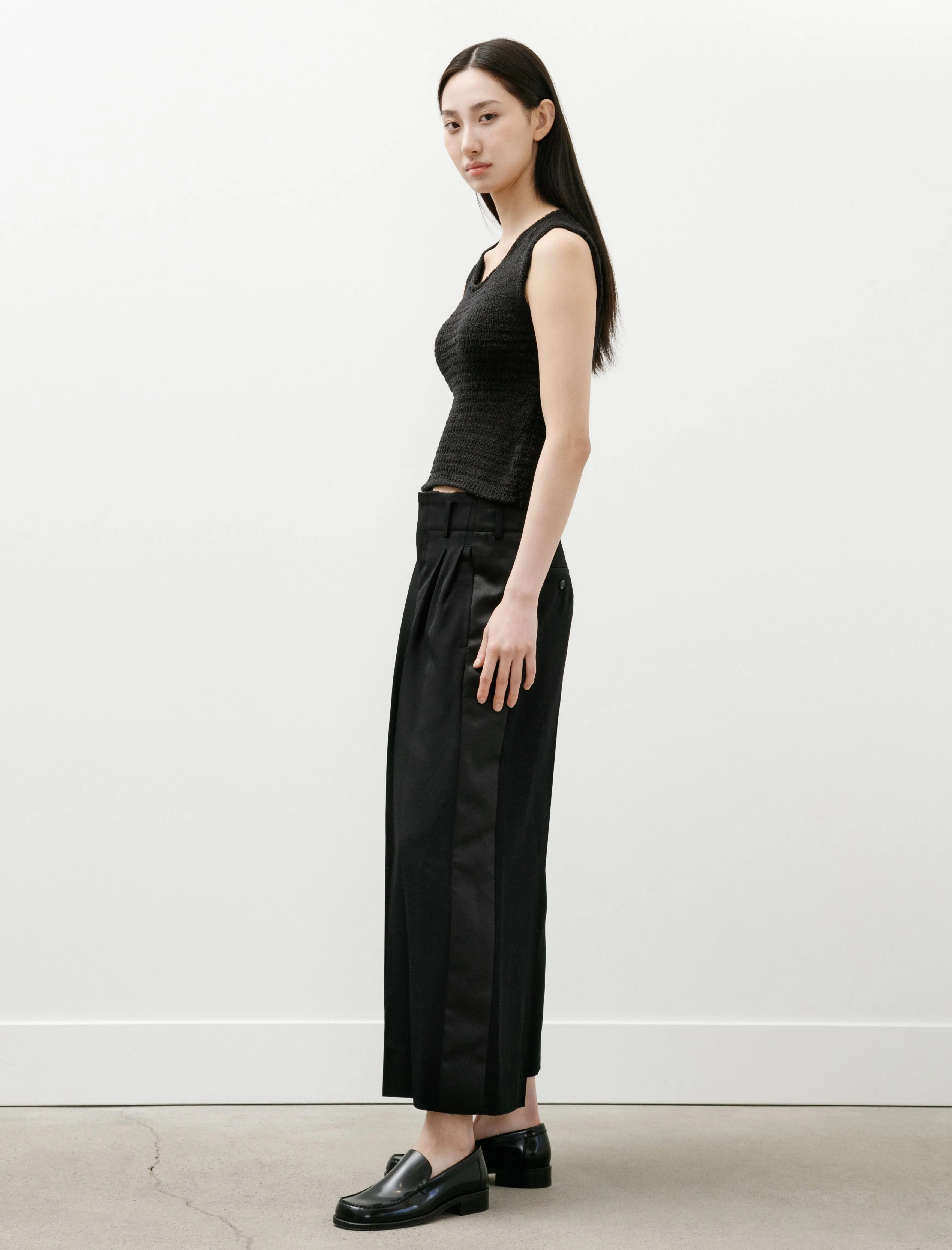 Satin Stripe Wide Leg Pants Black sold by SHOP NEIGHBOR product image thumbnail 4