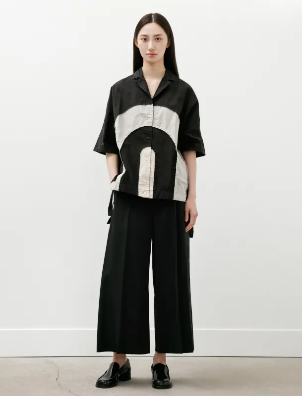 Satin Stripe Wide Leg Pants Black made by SHOP NEIGHBOR