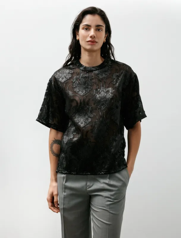 Sheer Jacquard T-Shirt Black made by SHOP NEIGHBOR