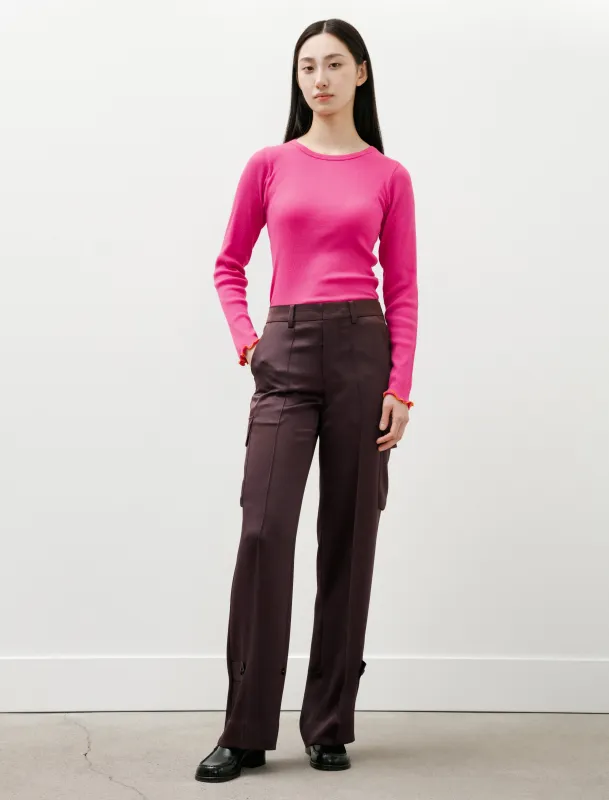 Satin Cargo Pants Burgundy made by SHOP NEIGHBOR