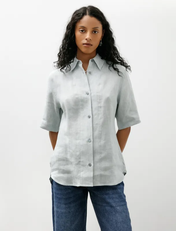 Estes Shirt Soft Slub Linen Spearmint made by SHOP NEIGHBOR