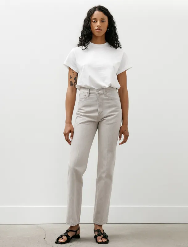 Faded Hard Twist Brown Denim 5P Pants Light Grey made by SHOP NEIGHBOR