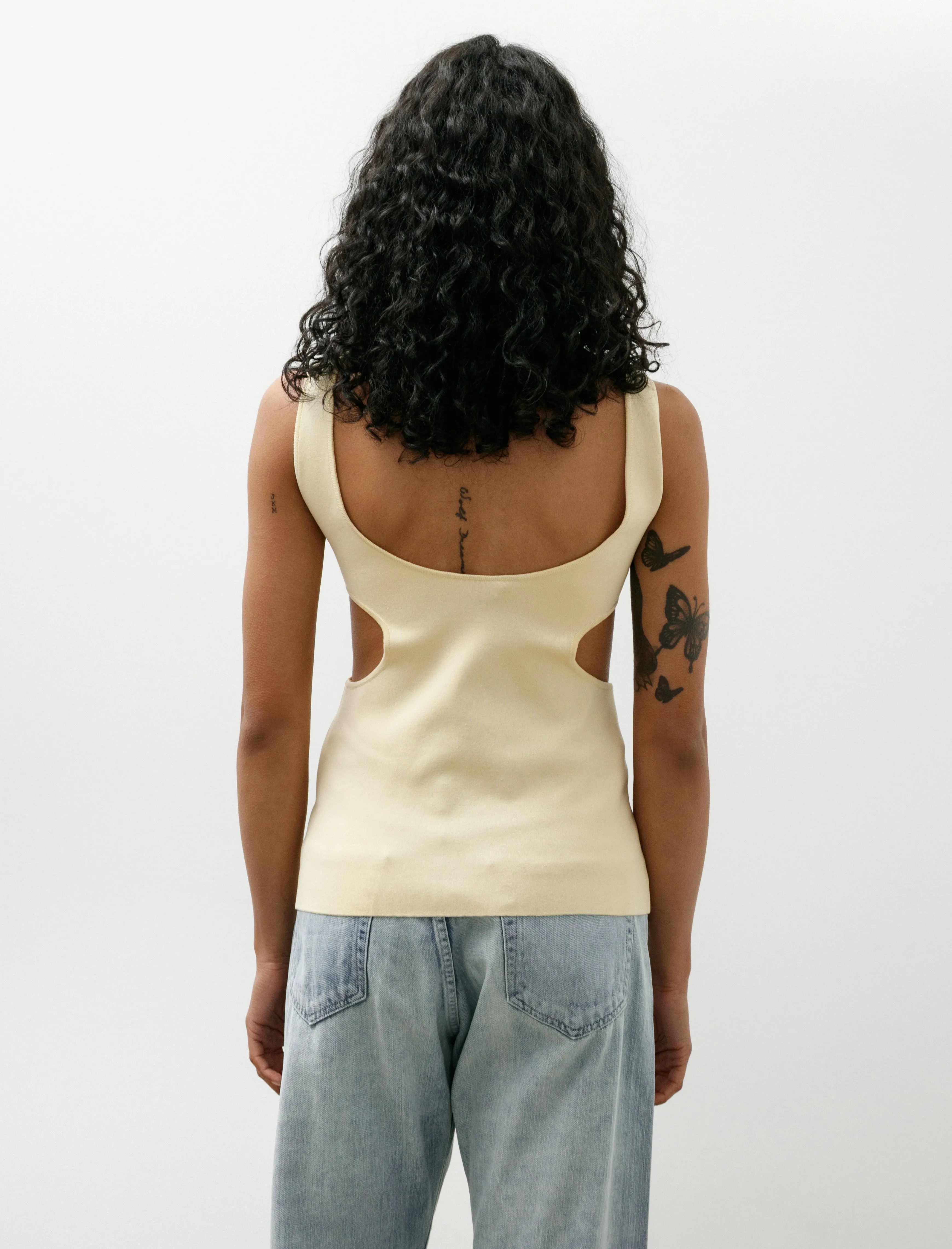 Double Faced Silk Cotton Knit Long Tank Yellow Beige sold by SHOP NEIGHBOR product image thumbnail 4