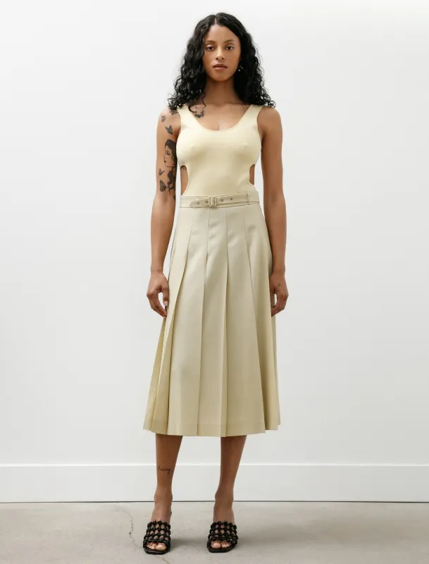 Wool Kid Mohair Hopsack Pleated Skirt Dusty Beige made by SHOP NEIGHBOR
