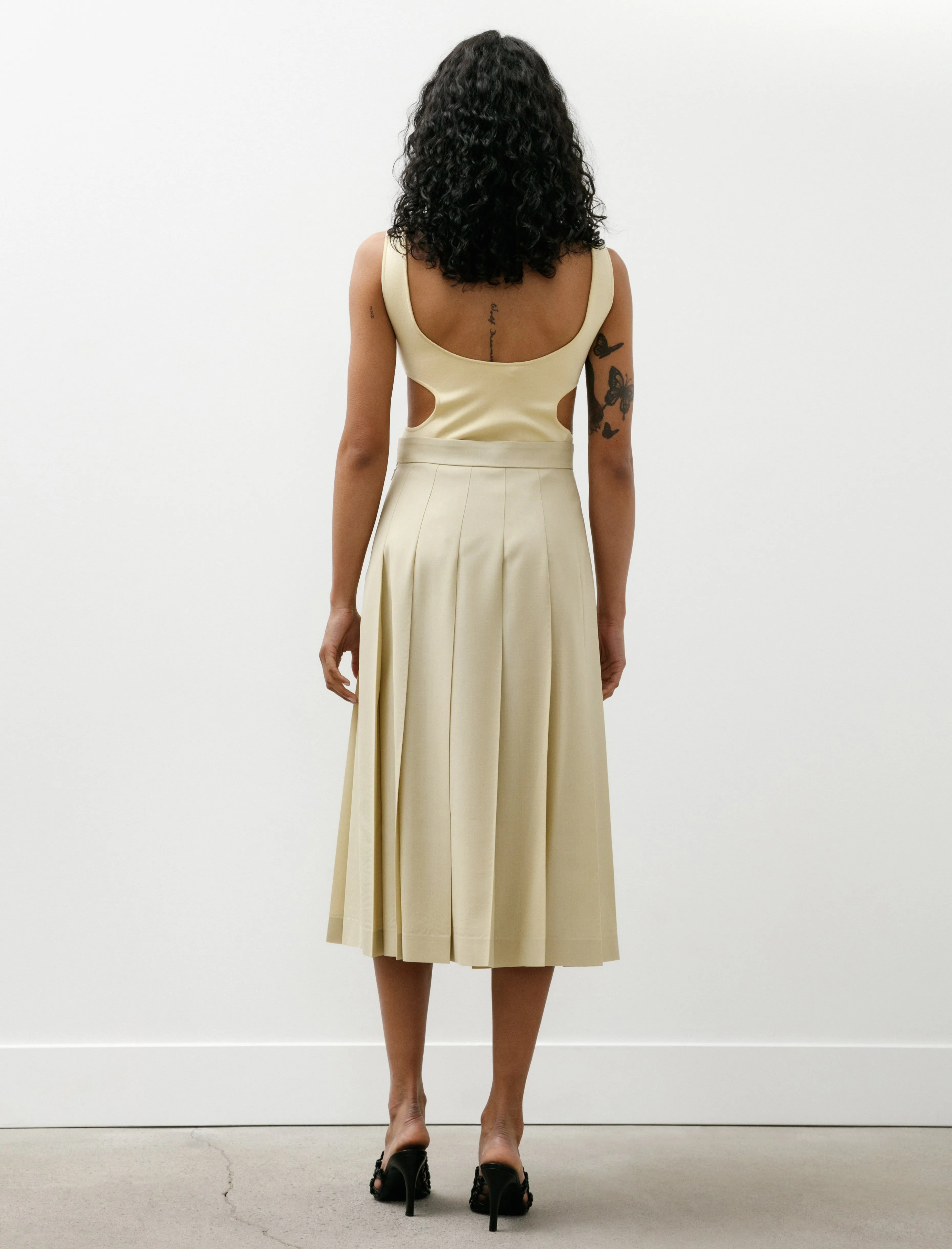 Wool Kid Mohair Hopsack Pleated Skirt Dusty Beige sold by SHOP NEIGHBOR product image thumbnail 5
