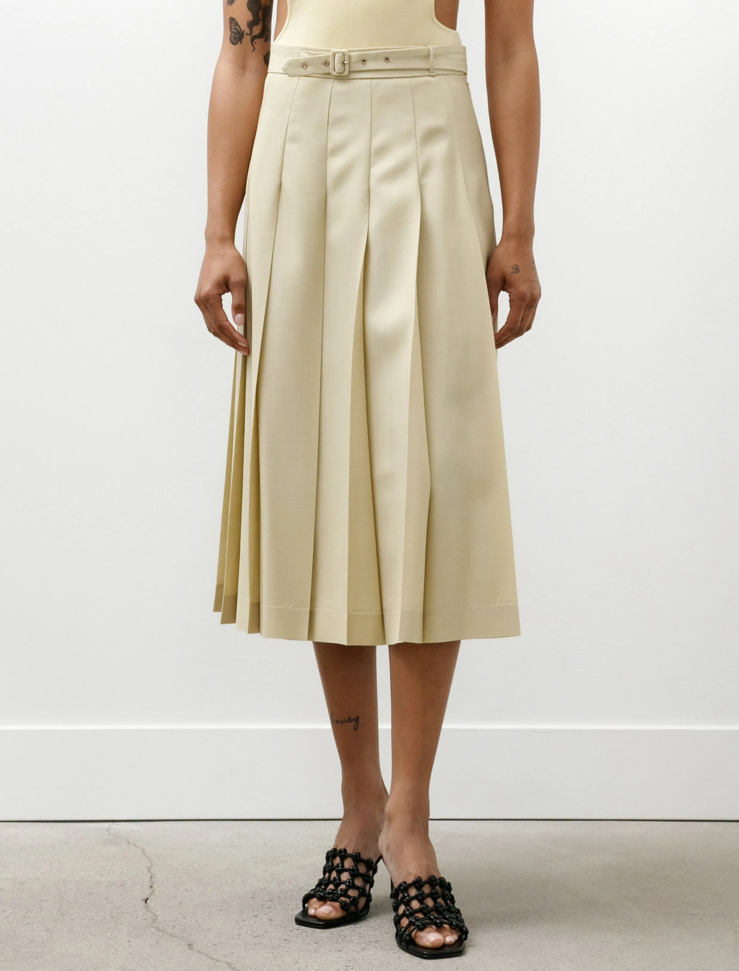 Wool Kid Mohair Hopsack Pleated Skirt Dusty Beige sold by SHOP NEIGHBOR product image thumbnail 2