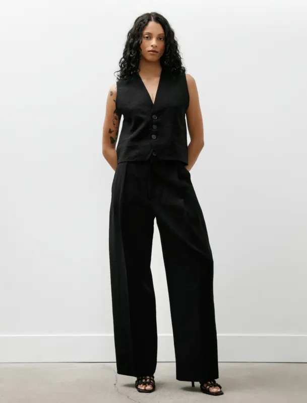 Double Pleated Wide Pants Crepe Black made by SHOP NEIGHBOR