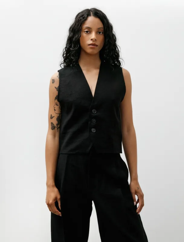 Button Down Vest Black made by SHOP NEIGHBOR