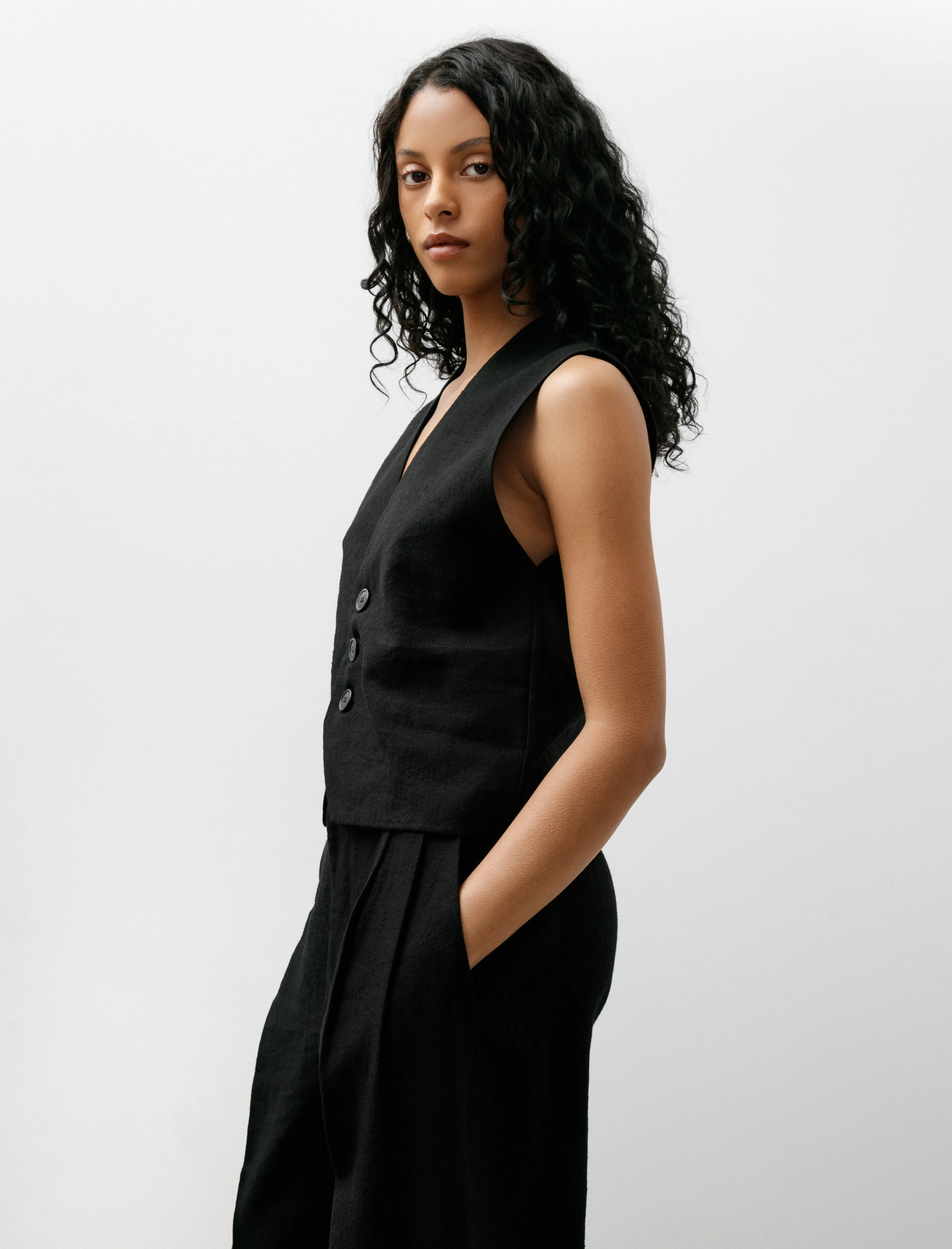 Button Down Vest Black sold by SHOP NEIGHBOR product image thumbnail 2