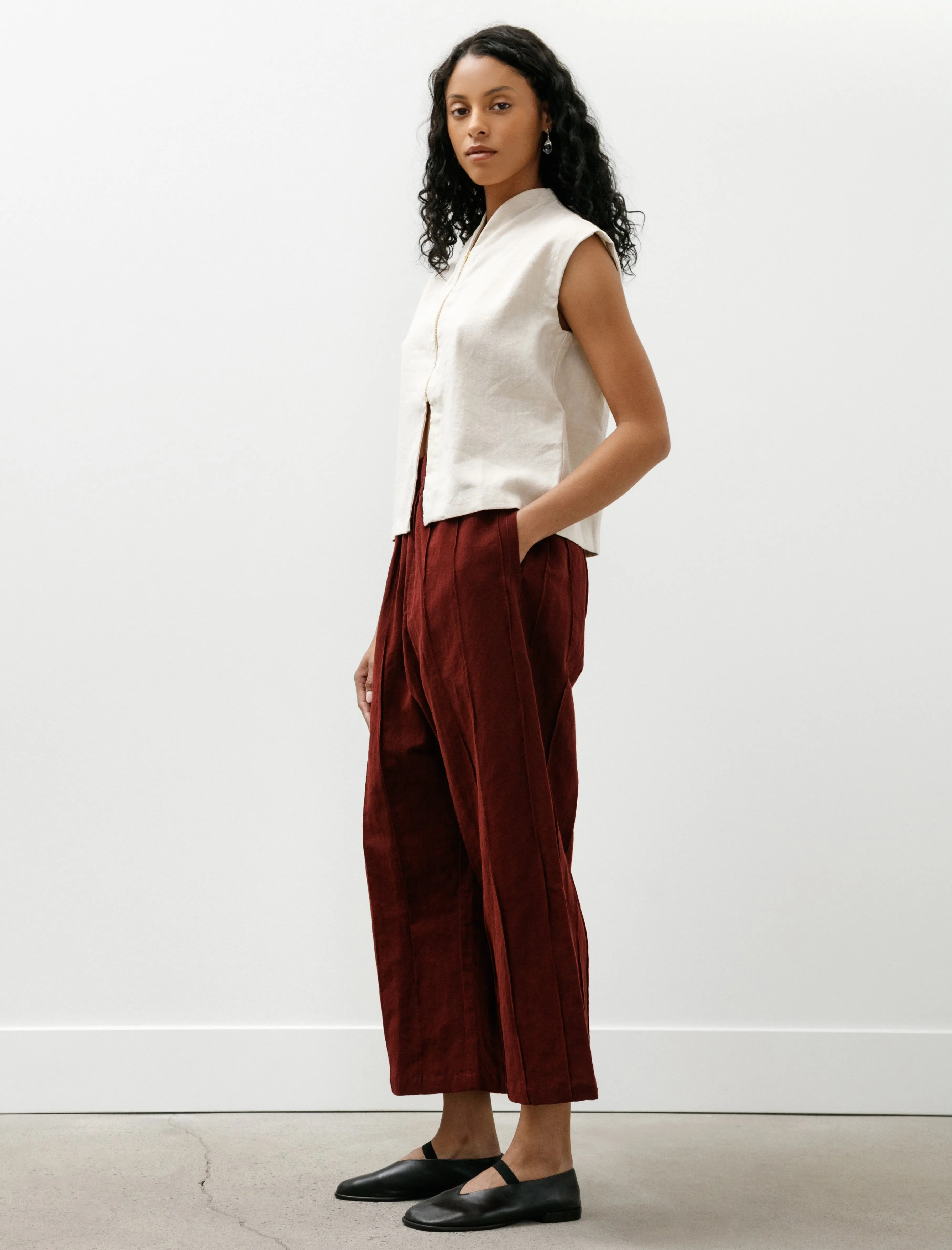 WR20 Pants-3 Tuck Pants Sap Linen sold by SHOP NEIGHBOR product image thumbnail 3