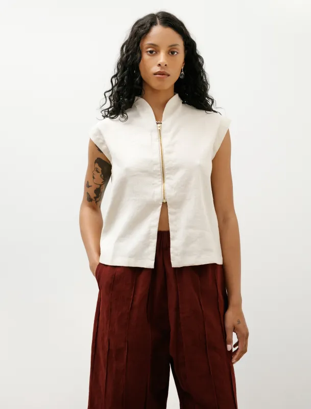 WR20 Shirt-5 Zip Tank Sand Grosgrain made by SHOP NEIGHBOR