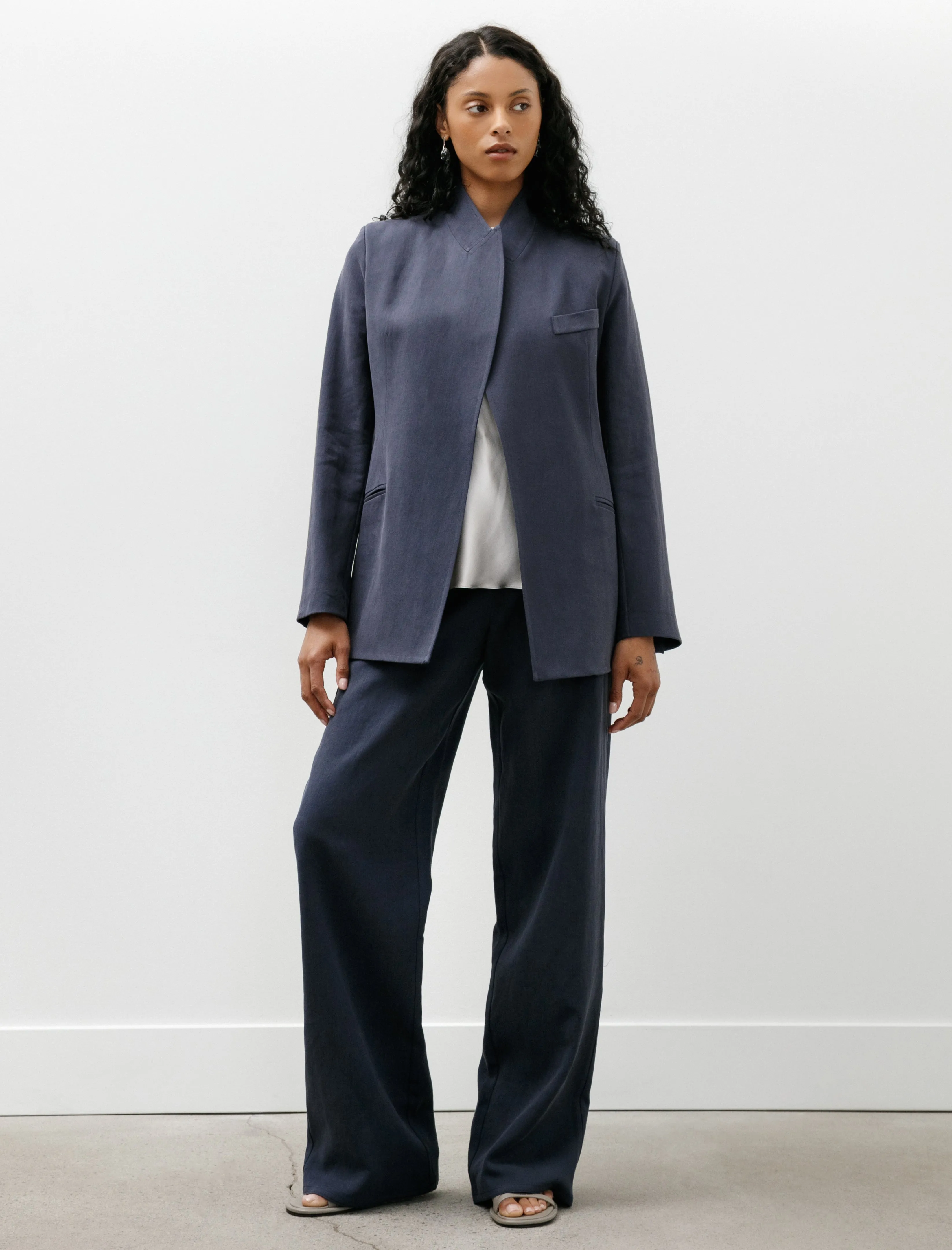 Loose Blazer Satin Linen Pacific sold by SHOP NEIGHBOR