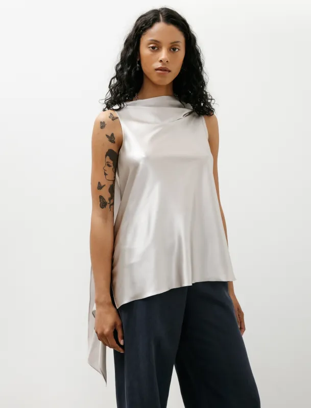 Asymmetric Top Satin Silk Pearl made by SHOP NEIGHBOR