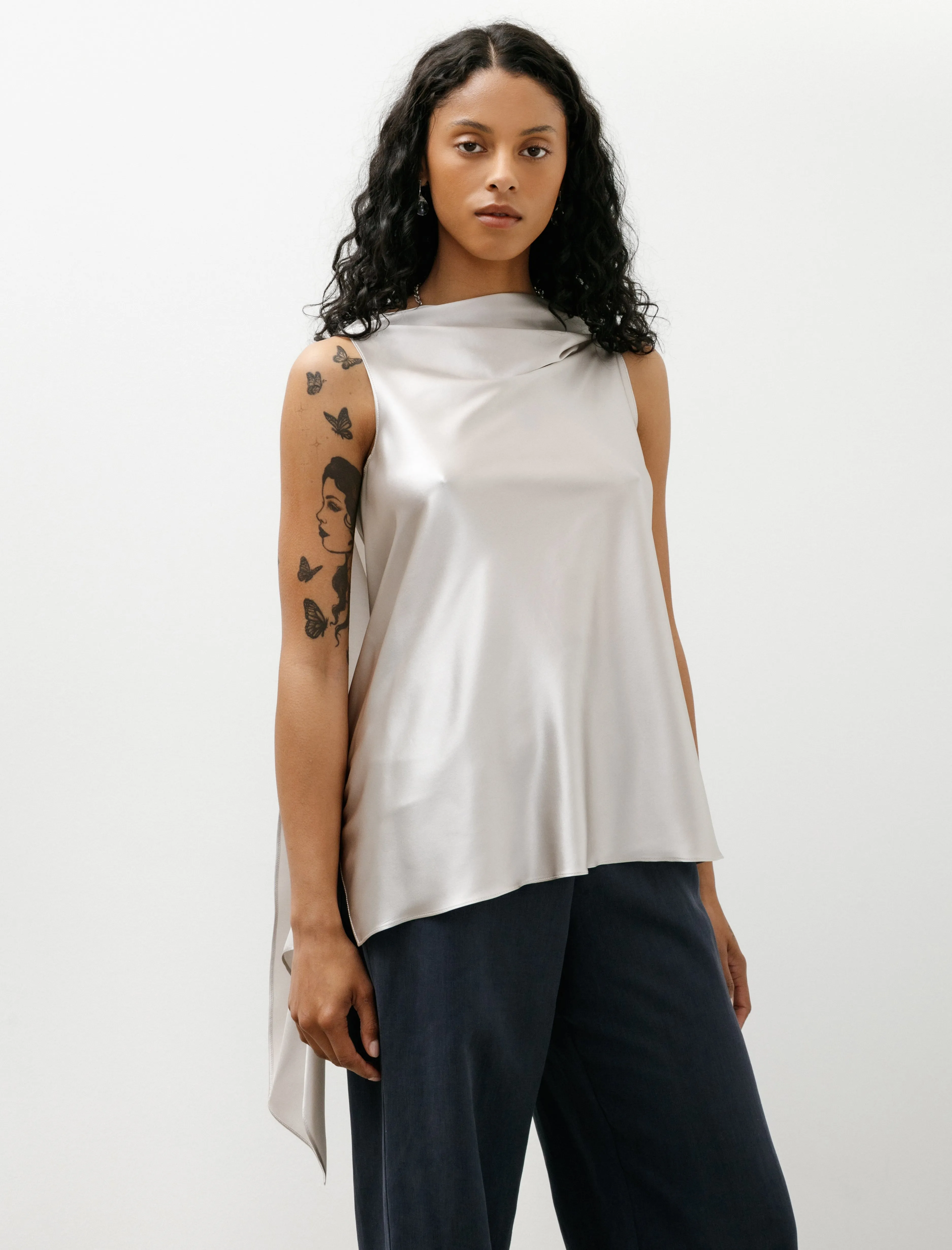 Asymmetric Top Satin Silk Pearl sold by SHOP NEIGHBOR