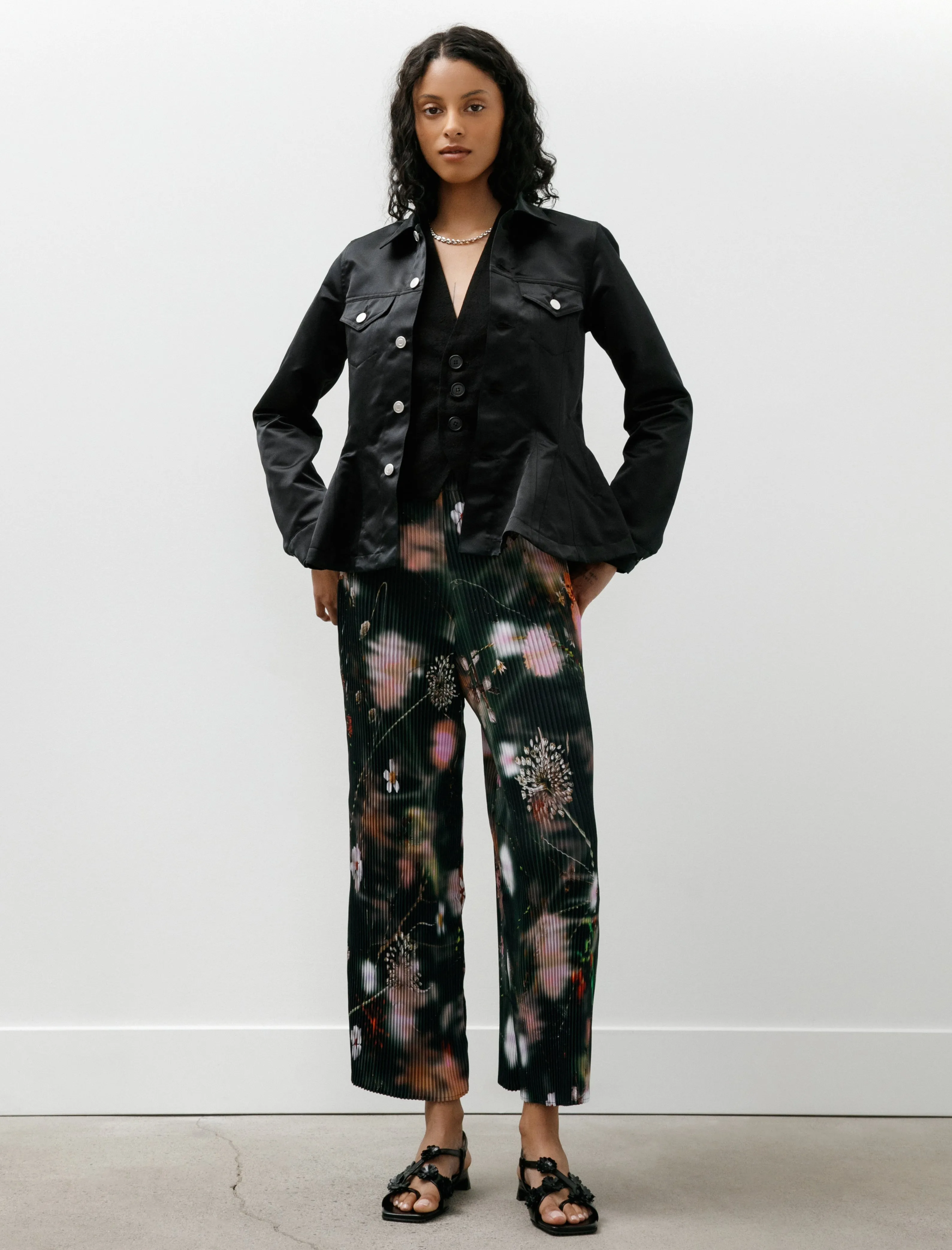 Peplum Poly Jean Jacket Black sold by SHOP NEIGHBOR