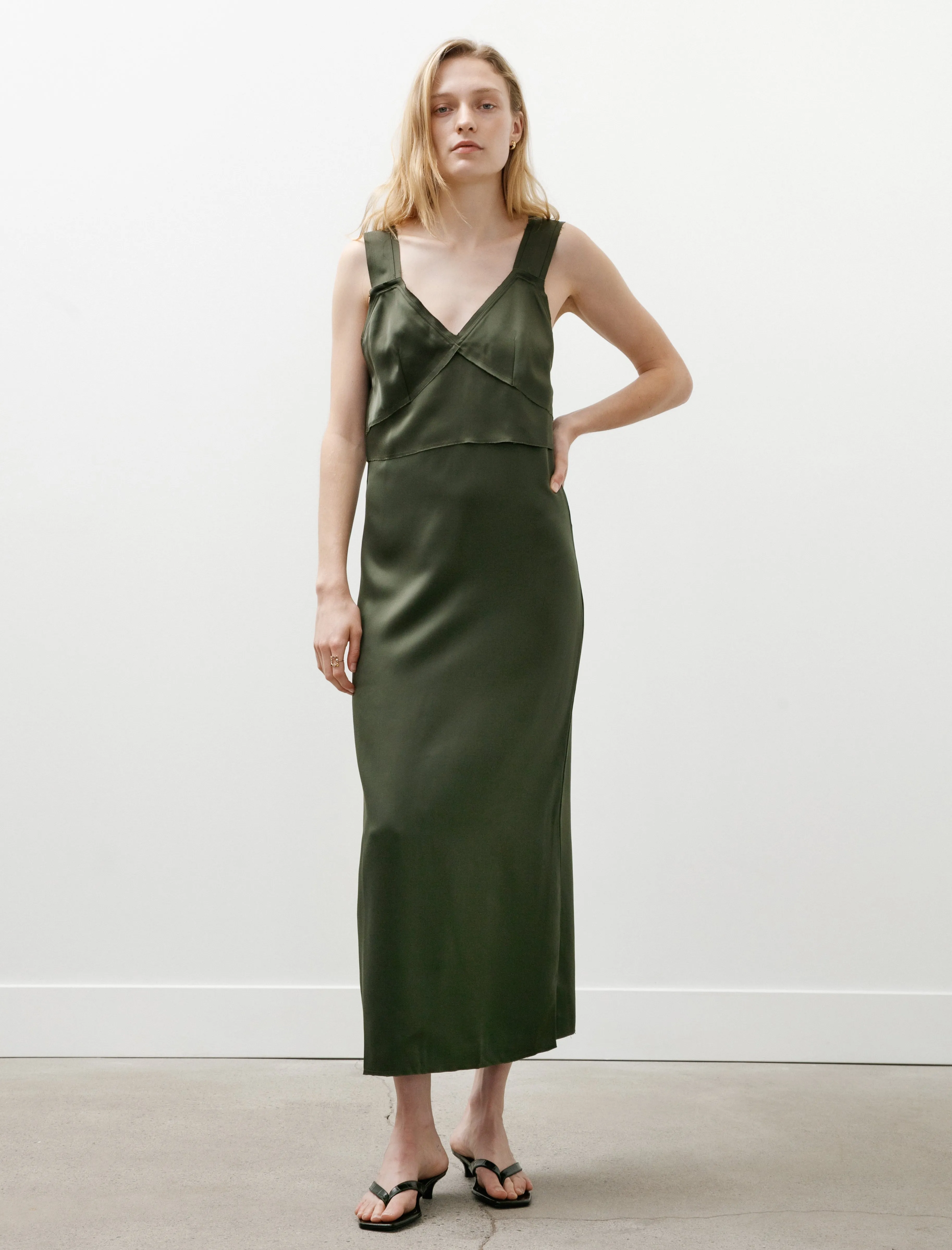 V-Neck Slip Dress Bottle Green sold by SHOP NEIGHBOR product image thumbnail 3