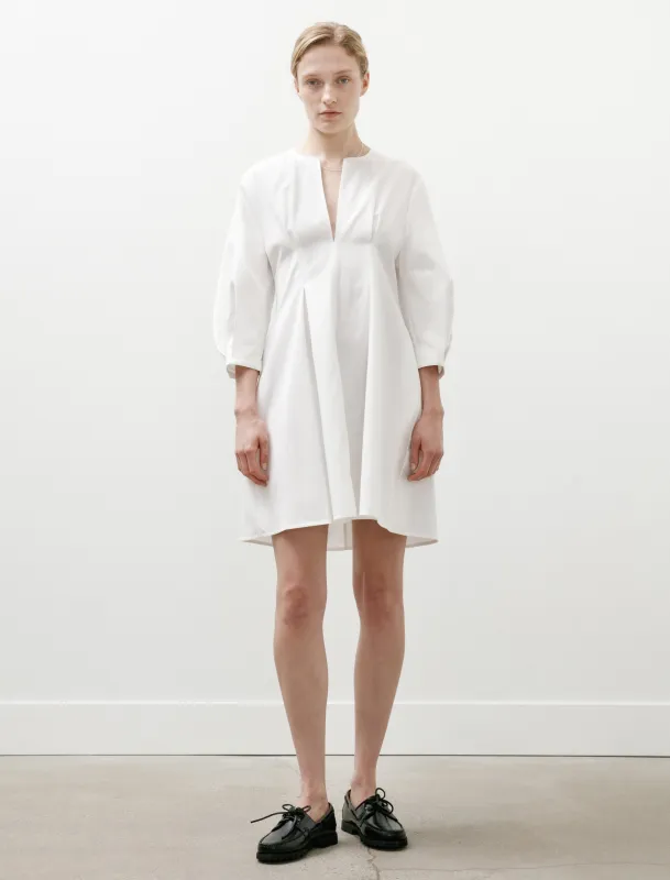 Balloon Sleeve Cotton Dress White made by SHOP NEIGHBOR