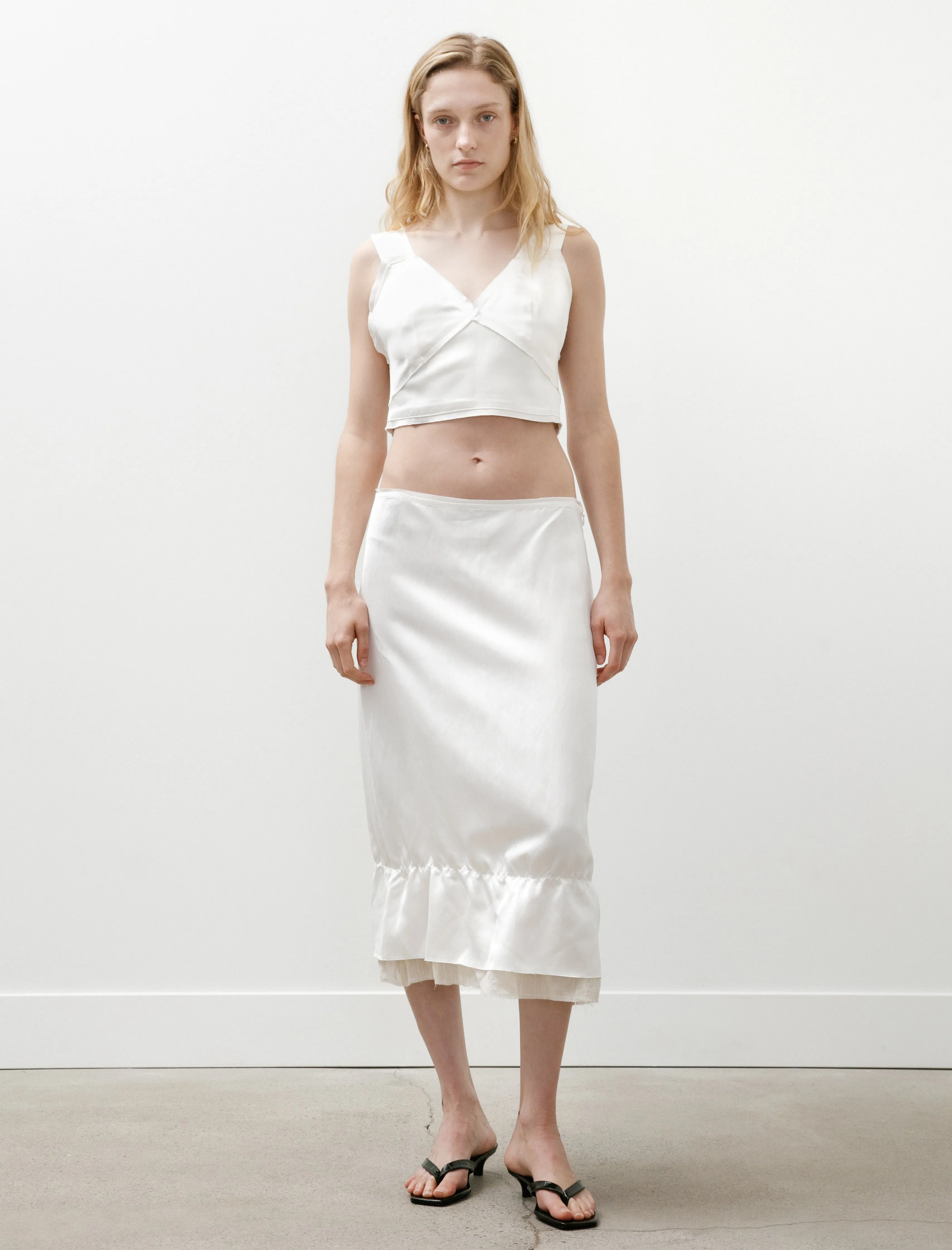 Layered Satin Skirt White sold by SHOP NEIGHBOR