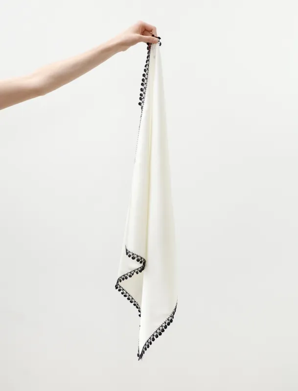 Carré 60 with Oya Embroidery Off White/Navy made by SHOP NEIGHBOR