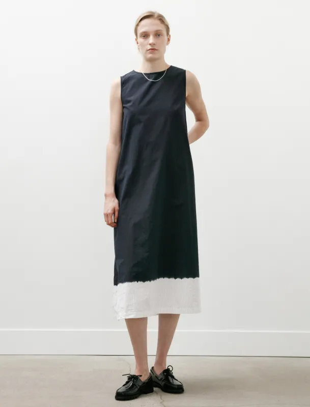 Cotton Pinstripe Sleeveless Dress Boushi Somewake Shibori Black/White made by SHOP NEIGHBOR