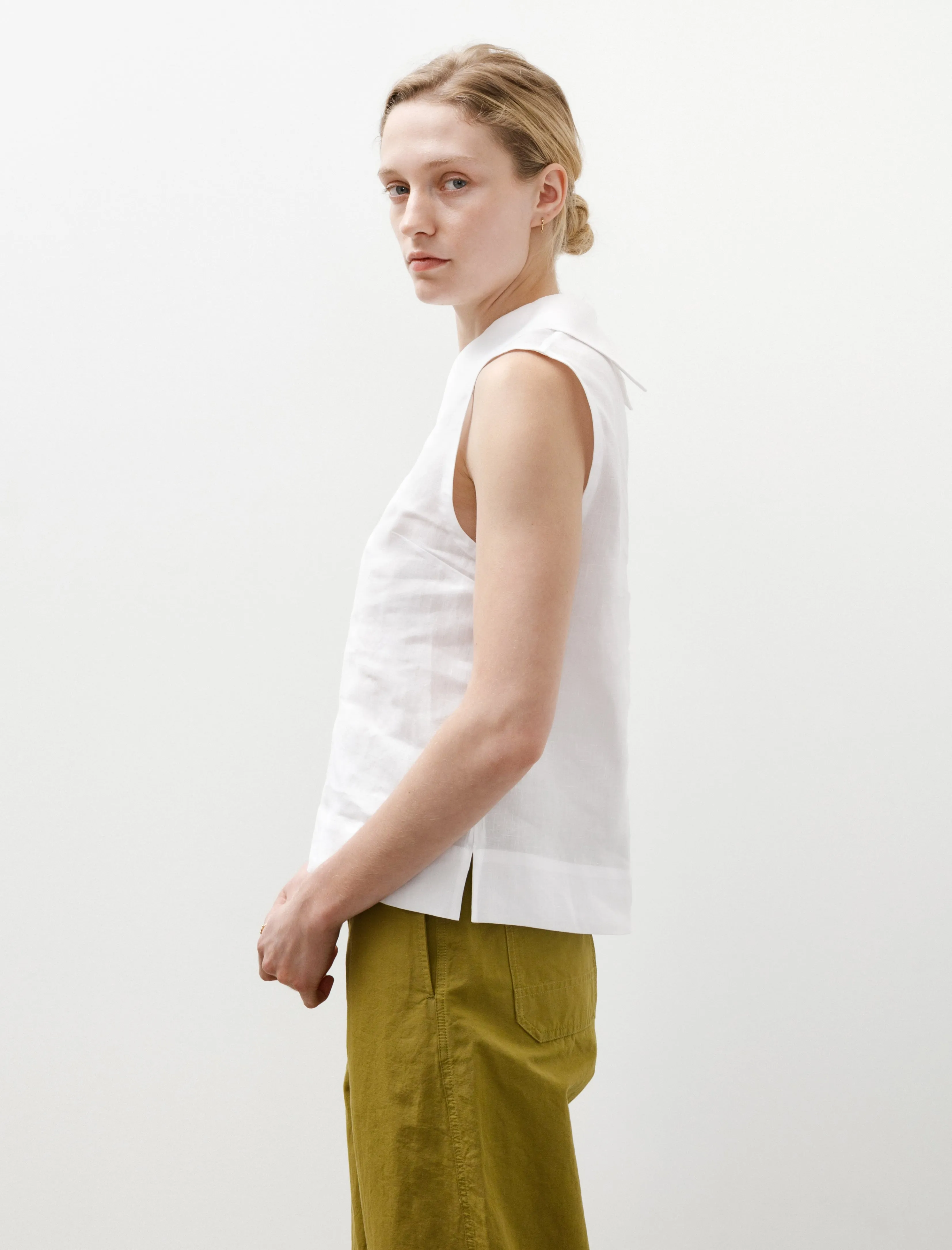 Sleeveless Top Shirting Linen White sold by SHOP NEIGHBOR product image thumbnail 4